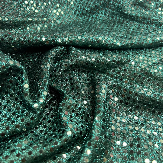 Made To Be Seen - Metallic Sequins Poly Knit - Dark Black/Green - 1M Bundle
