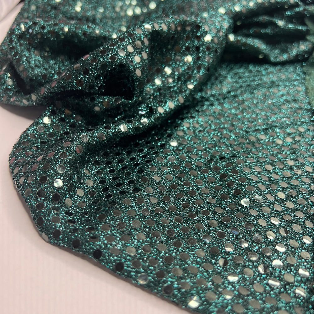 Made To Be Seen - Metallic Sequins Poly Knit - Dark Black/Green - 1M Bundle