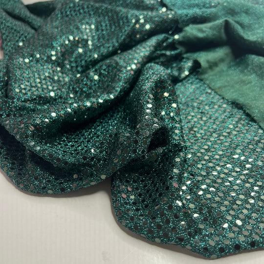 Made To Be Seen - Metallic Sequins Poly Knit - Dark Black/Green - 1M Bundle