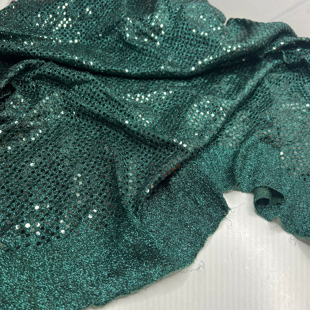 Made To Be Seen - Metallic Sequins Poly Knit - Dark Black/Green - 1M Bundle