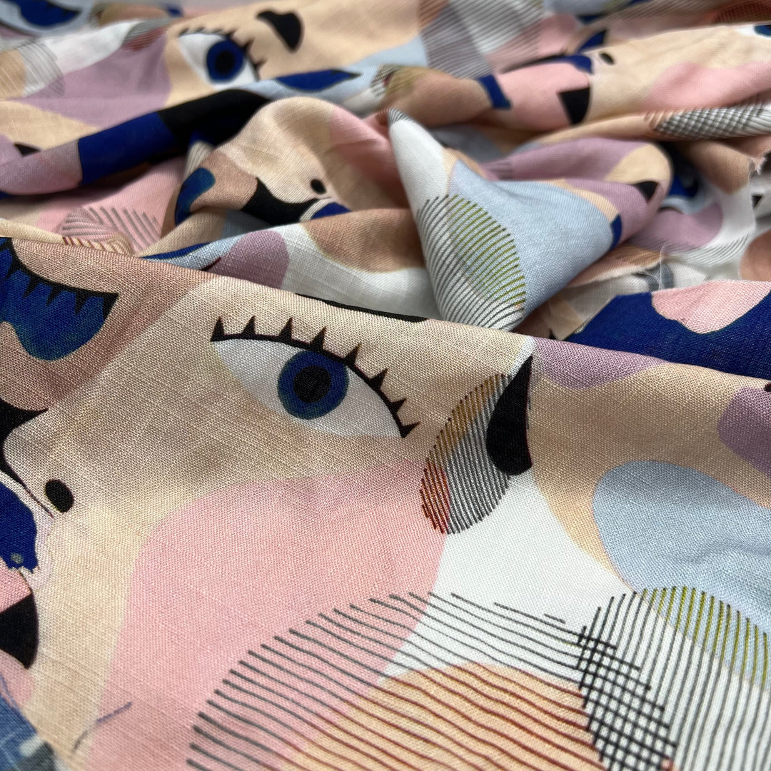 All These Faces Watching - Linen/Cotton Woven - Multi Faces - 1.14M Bundle