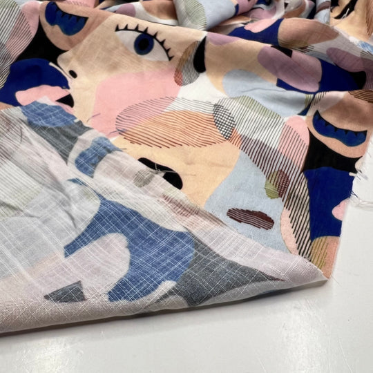 All These Faces Watching - Linen/Cotton Woven - Multi Faces - 1.14M Bundle