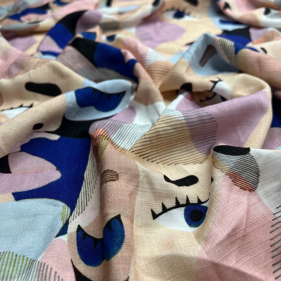 All These Faces Watching - Linen/Cotton Woven - Multi Faces - 1.14M Bundle