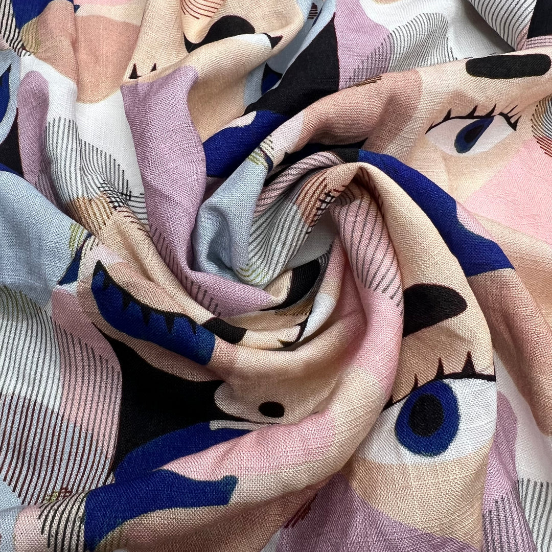 All These Faces Watching - Linen/Cotton Woven - Multi Faces - 1.14M Bundle