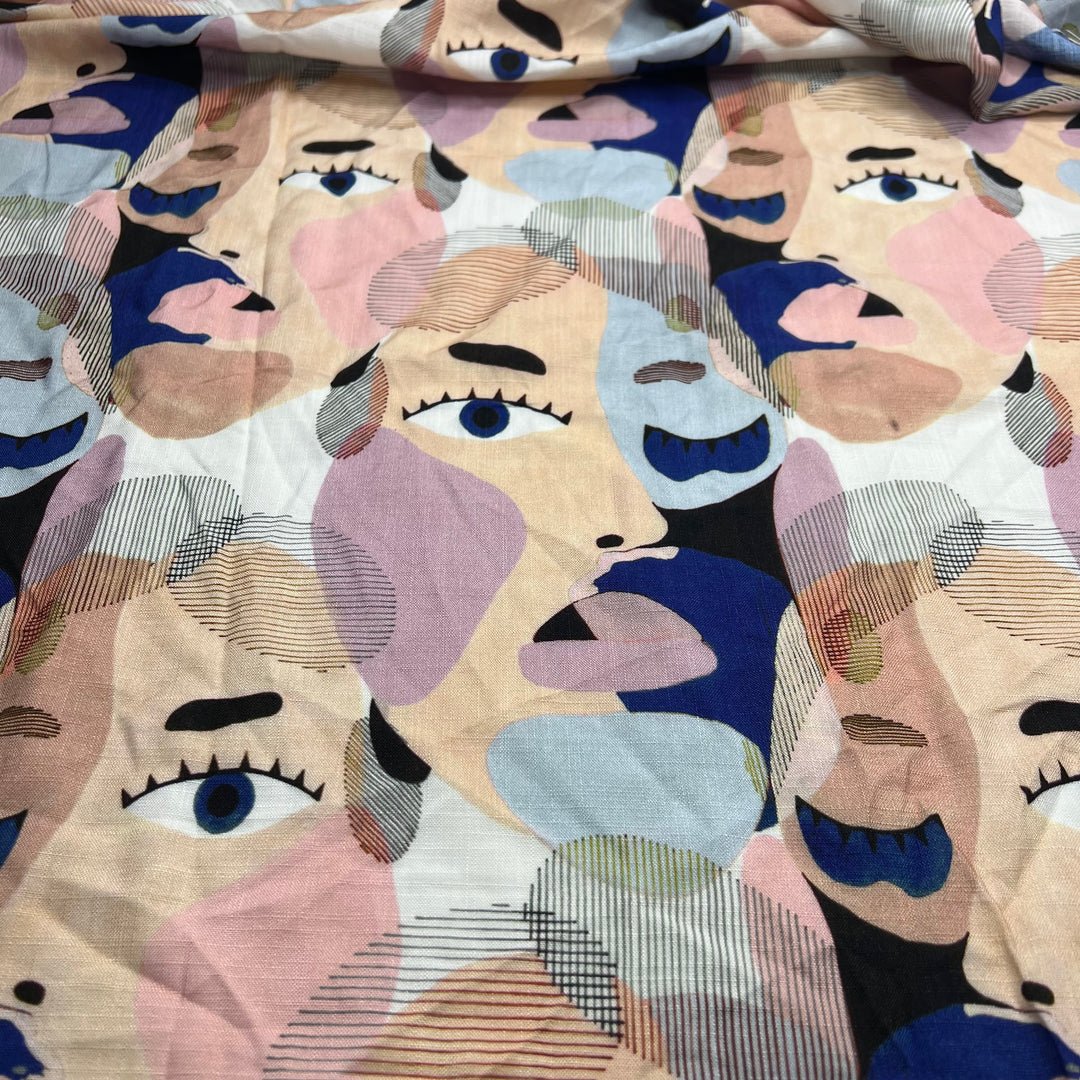 All These Faces Watching - Linen/Cotton Woven - Multi Faces - 1.14M Bundle