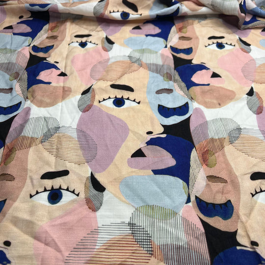 All These Faces Watching - Linen/Cotton Woven - Multi Faces - 1.14M Bundle