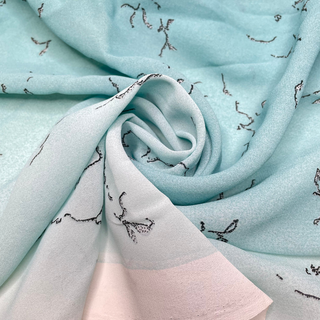 Something In The Air - Chiffon Poly Woven - Light Blue/Black Ombre - 1M Bundle