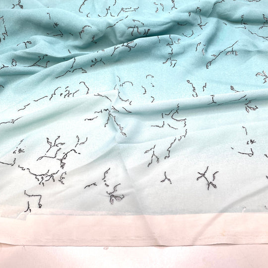 Something In The Air - Chiffon Poly Woven - Light Blue/Black Ombre - 1M Bundle