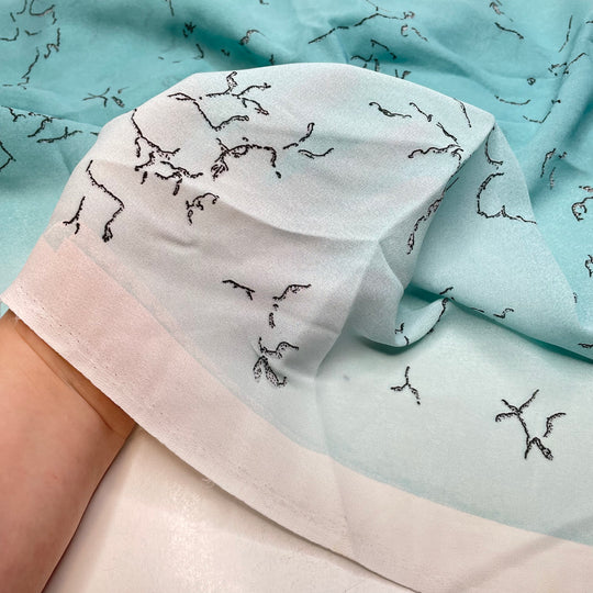 Something In The Air - Chiffon Poly Woven - Light Blue/Black Ombre - 1M Bundle