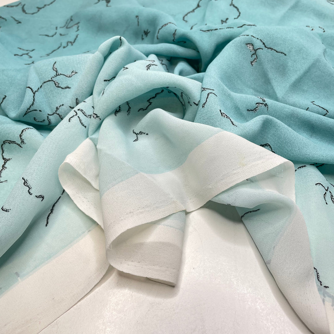 Something In The Air - Chiffon Poly Woven - Light Blue/Black Ombre - 1M Bundle