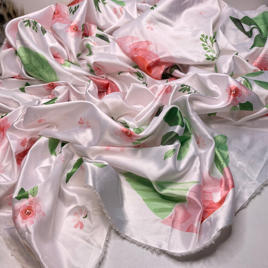 UB - Cabbage Patch Queen - Satin Poly Woven - White Multi Floral - 2.6M Bundle