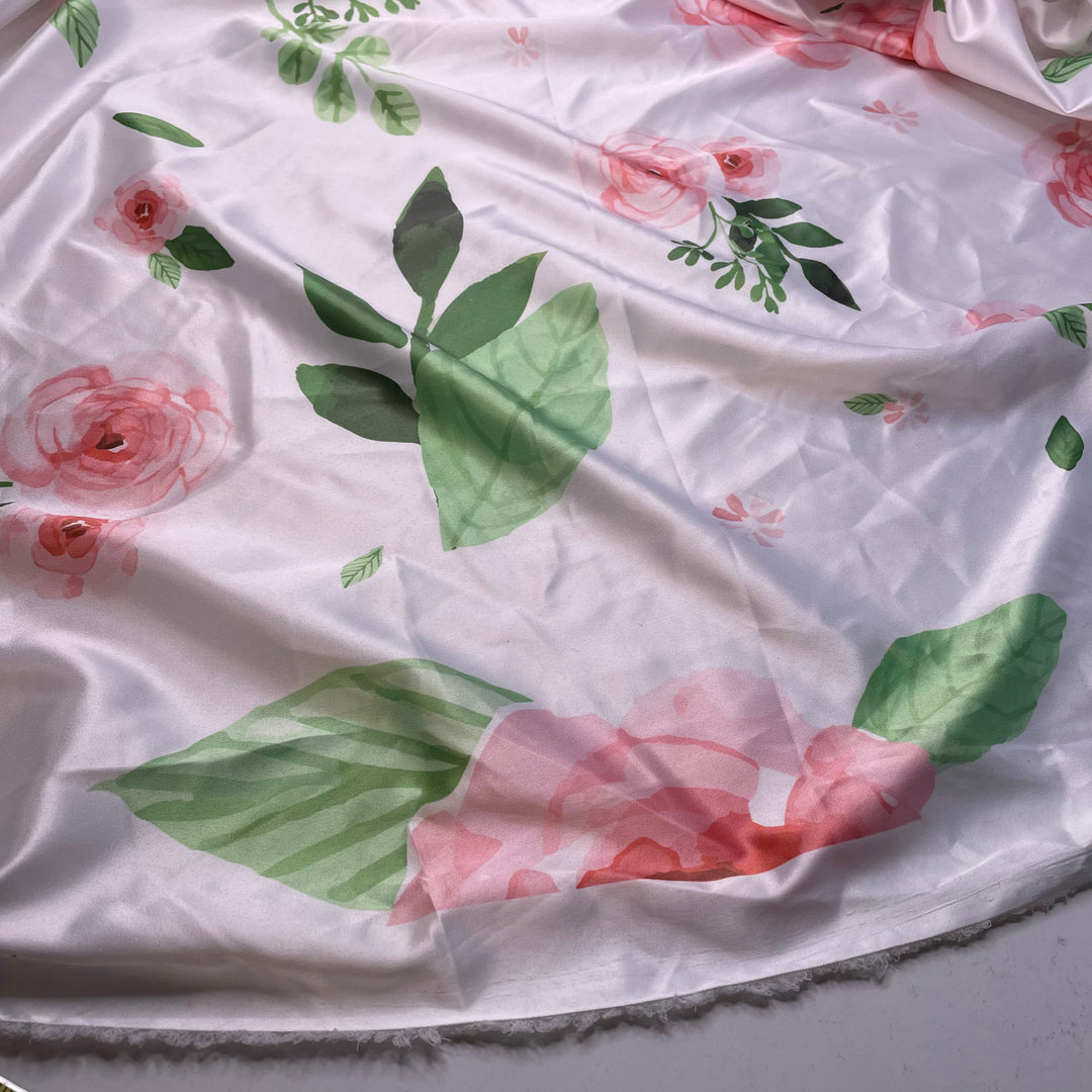 UB - Cabbage Patch Queen - Satin Poly Woven - White Multi Floral - 2.6M Bundle