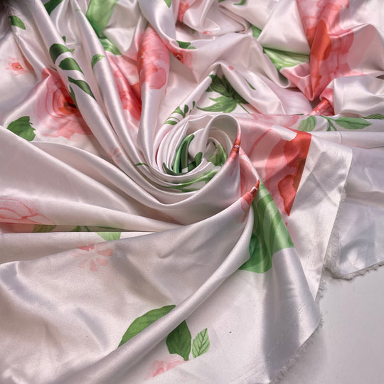 UB - Cabbage Patch Queen - Satin Poly Woven - White Multi Floral - 2.6M Bundle