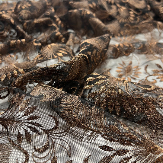 My Next Bra - Metallic Lace Poly Woven - Black/Gold Floral - 1.9M Bundle