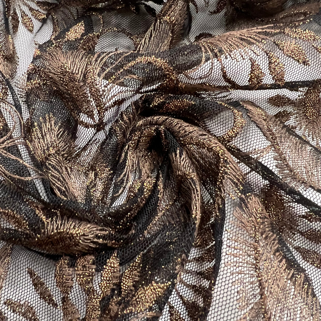 My Next Bra - Metallic Lace Poly Woven - Black/Gold Floral - 1.9M Bundle