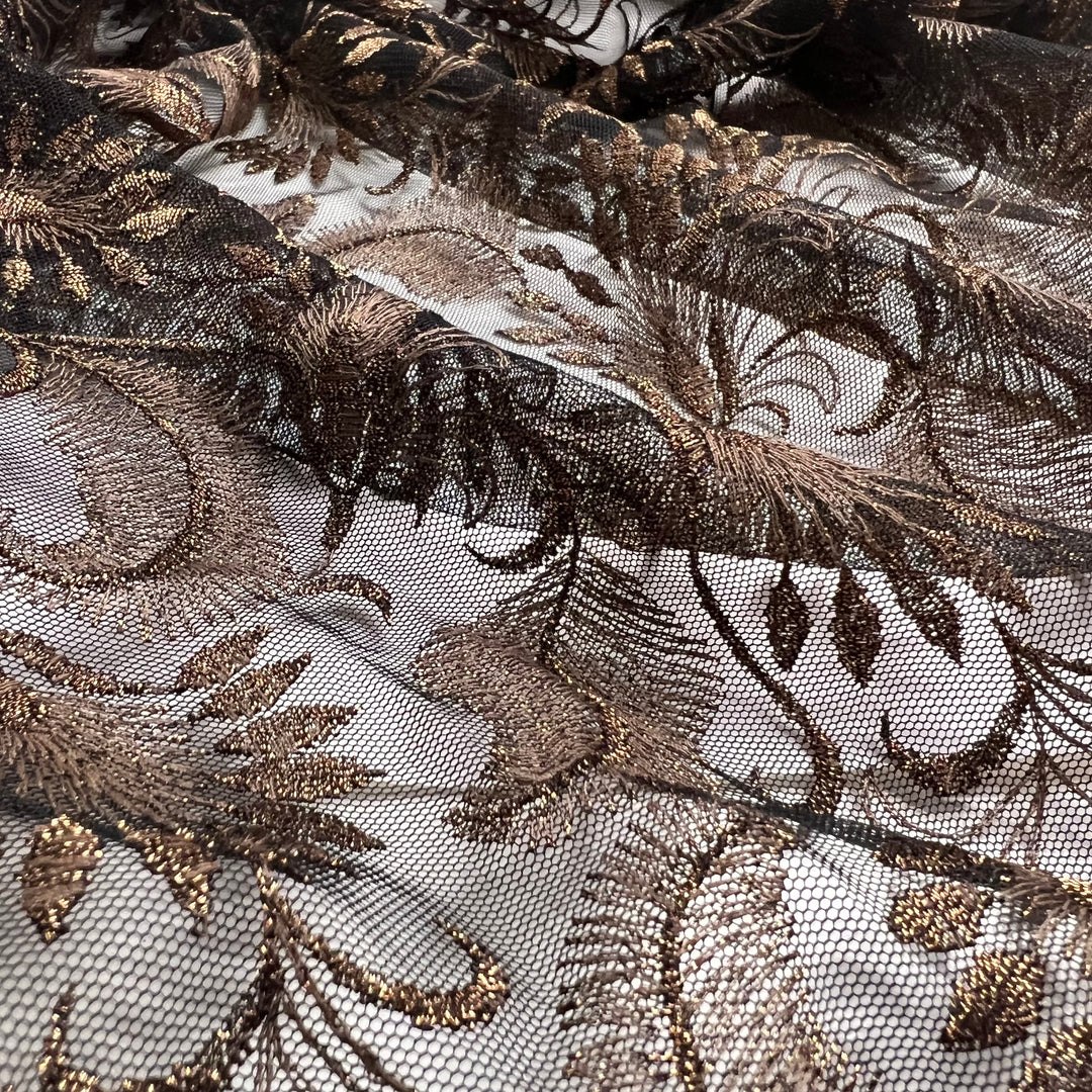 My Next Bra - Metallic Lace Poly Woven - Black/Gold Floral - 1.9M Bundle