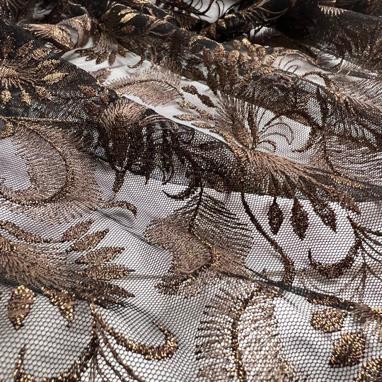 My Next Bra - Metallic Lace Poly Woven - Black/Gold Floral - 1.9M Bundle