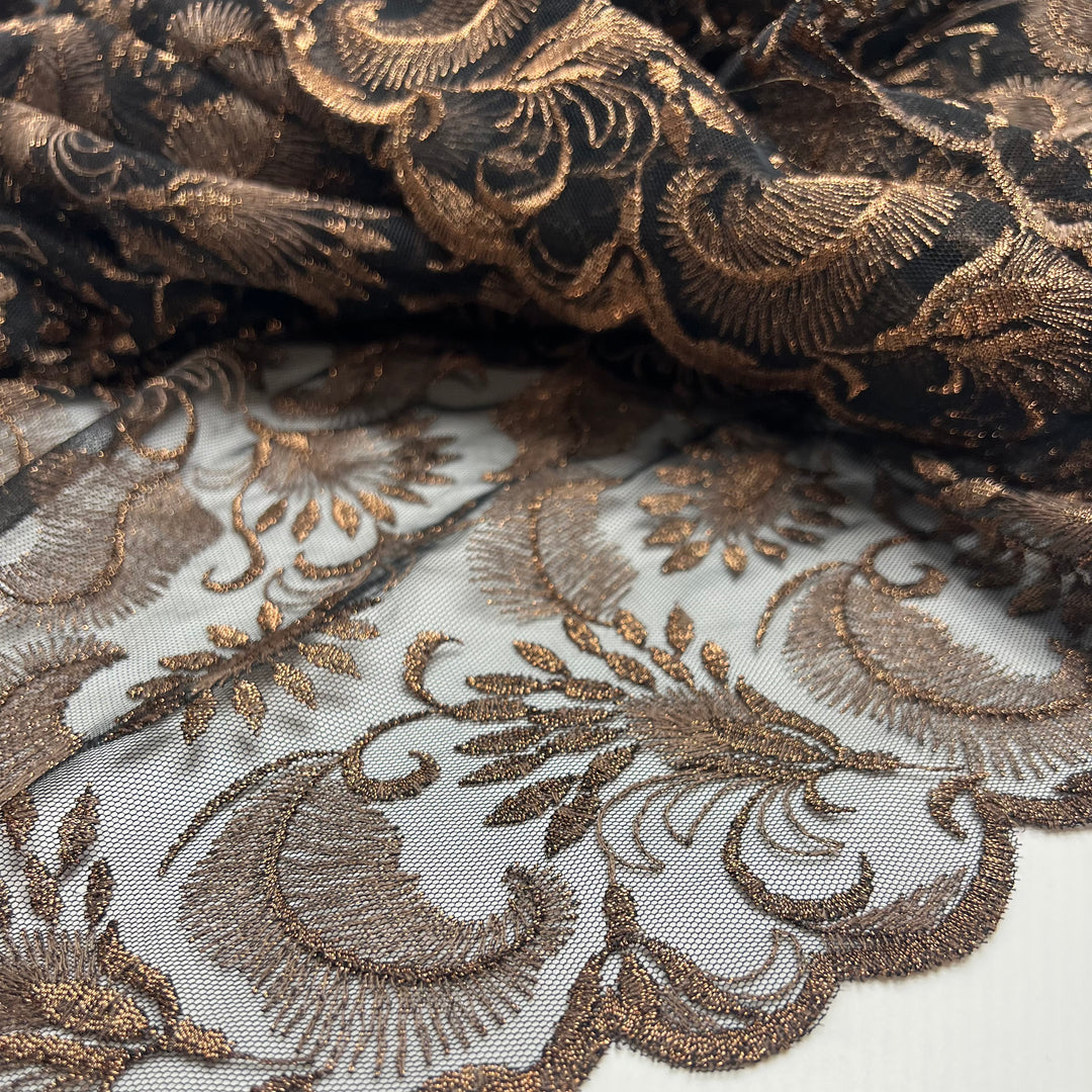 My Next Bra - Metallic Lace Poly Woven - Black/Gold Floral - 1.9M Bundle