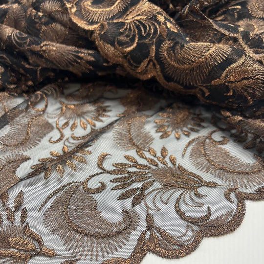 My Next Bra - Metallic Lace Poly Woven - Black/Gold Floral - 1.9M Bundle