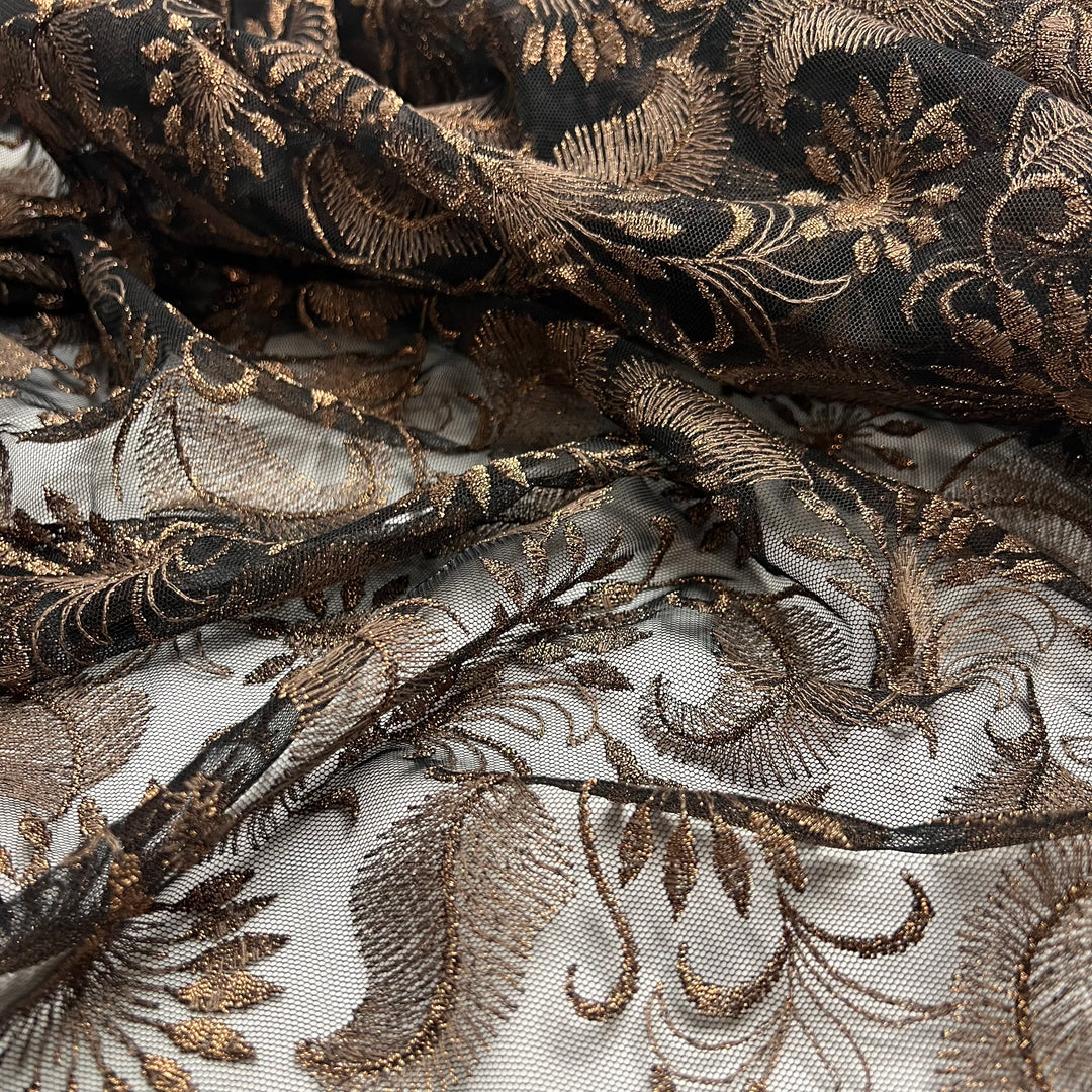 My Next Bra - Metallic Lace Poly Woven - Black/Gold Floral - 1.9M Bundle