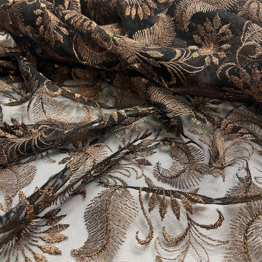 My Next Bra - Metallic Lace Poly Woven - Black/Gold Floral - 1.9M Bundle