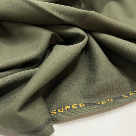 You So Fine - Lana Di Tasmania Extra Fine Wool Woven - Olive - 1.5M Bundle