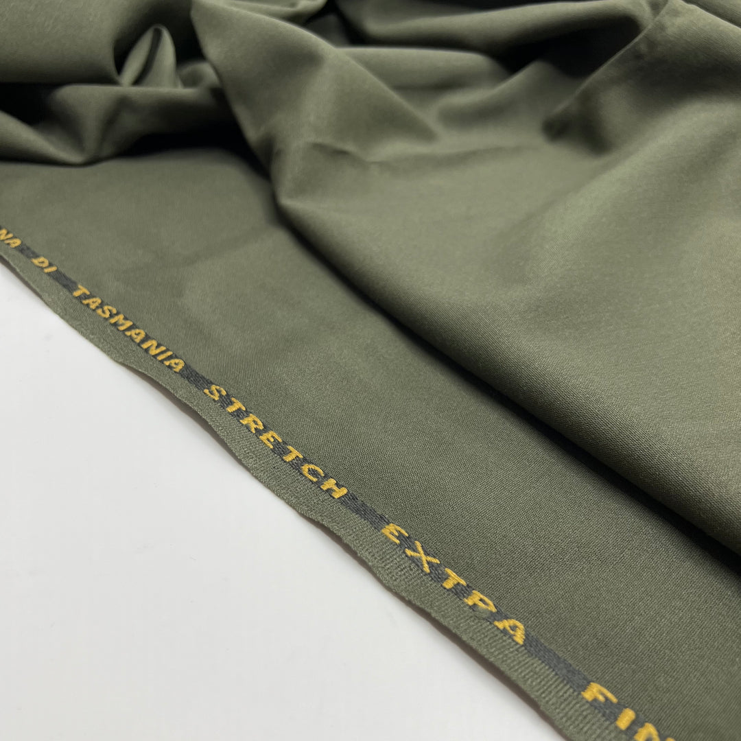 You So Fine - Lana Di Tasmania Extra Fine Wool Woven - Olive - 1.5M Bundle