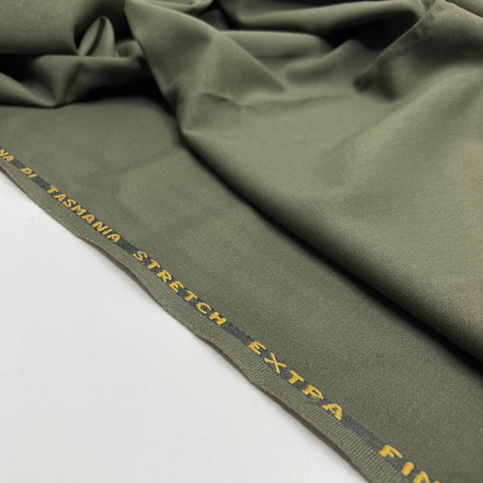 You So Fine - Lana Di Tasmania Extra Fine Wool Woven - Olive - 1.5M Bundle