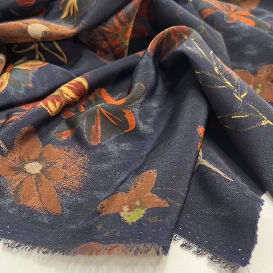Wrap It Up Baby - Poly Woven - Navy/Red Floral - 1.3M Bundle