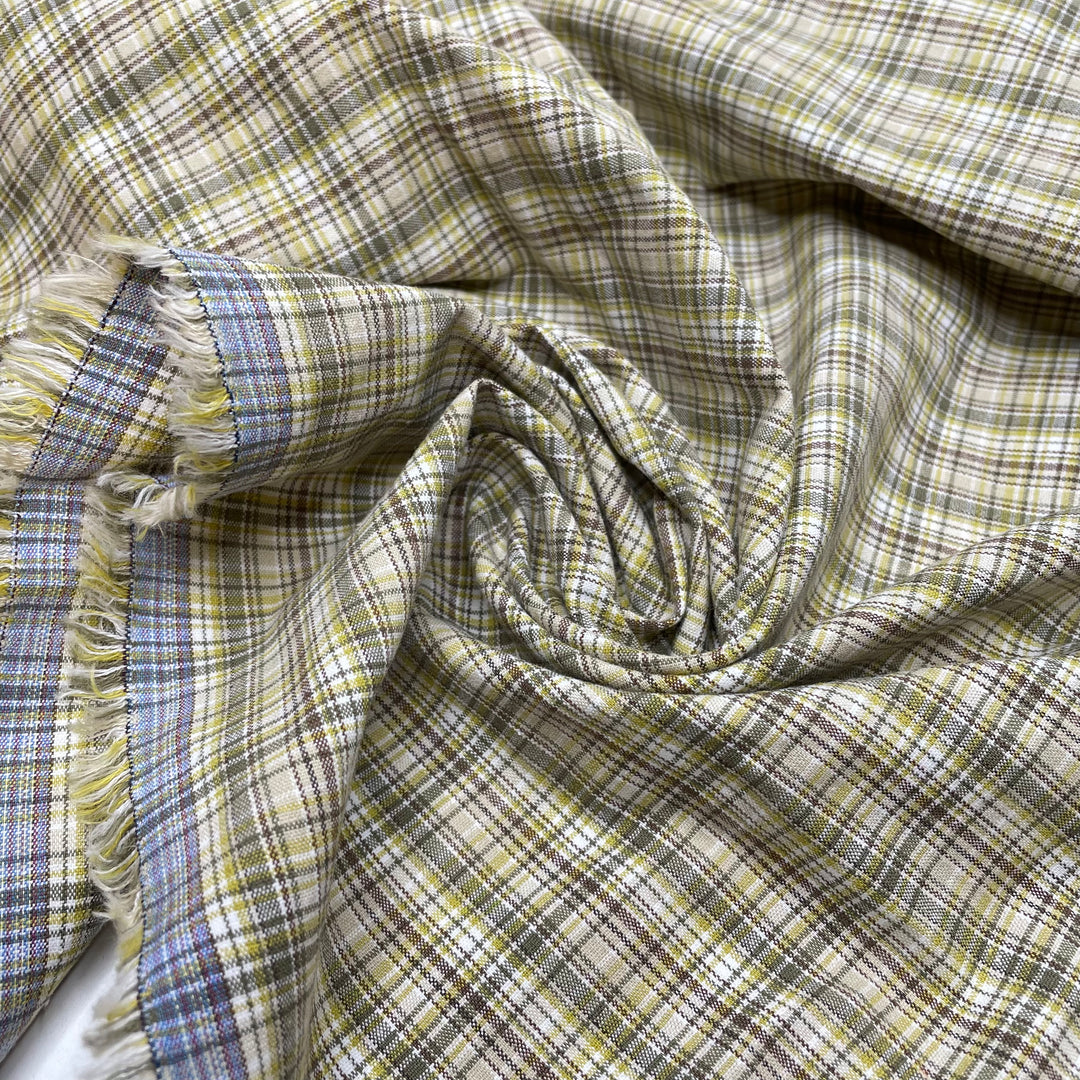 Dinner First Chocolate Eggs Later - Cotton Blend Woven - Cream Multi Plaid - 1M Bundle