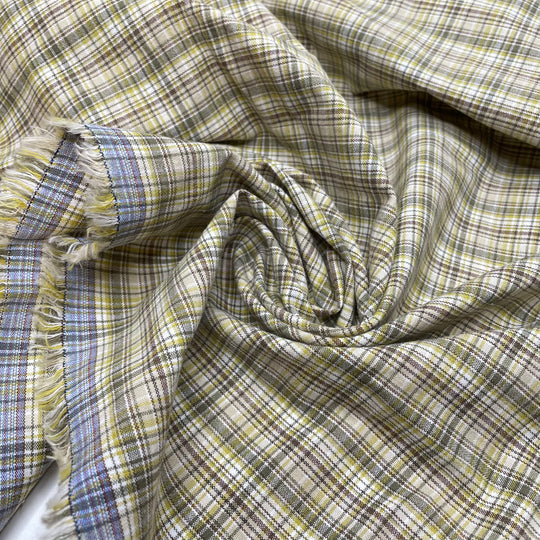 Dinner First Chocolate Eggs Later - Cotton Blend Woven - Cream Multi Plaid - 1M Bundle