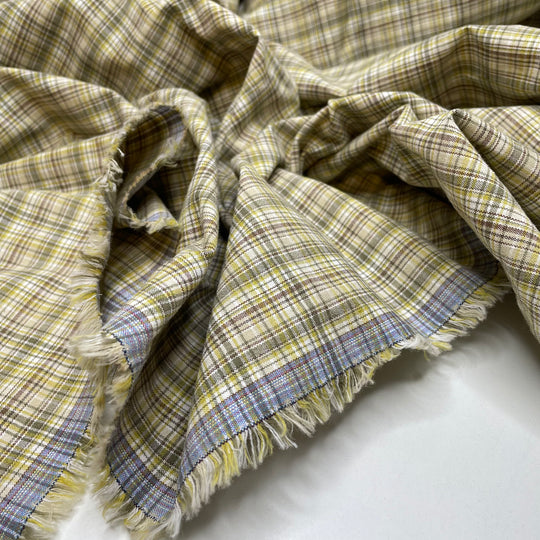 Dinner First Chocolate Eggs Later - Cotton Blend Woven - Cream Multi Plaid - 1M Bundle