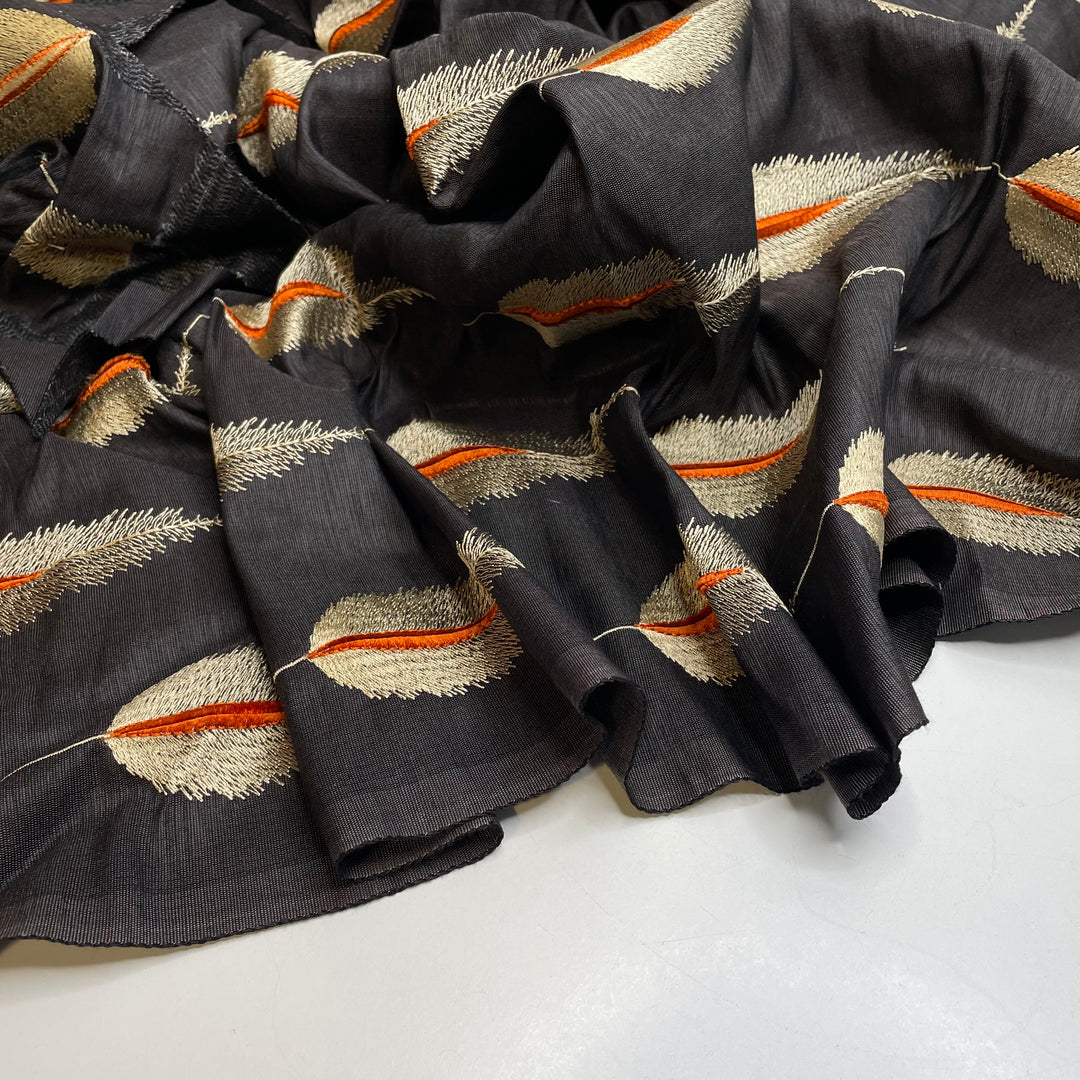 UB - Blazing Fireball - Embroidered Natural Blend Woven - Dark Brown Abstract - 1.45M Bundle