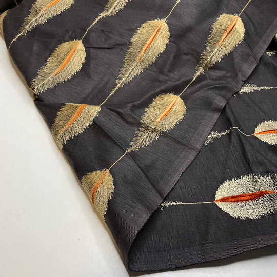 UB - Blazing Fireball - Embroidered Natural Blend Woven - Dark Brown Abstract - 1.45M Bundle
