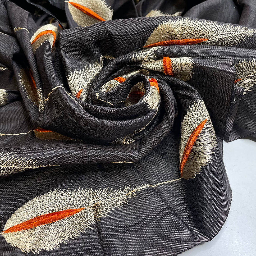 UB - Blazing Fireball - Embroidered Natural Blend Woven - Dark Brown Abstract - 1.45M Bundle