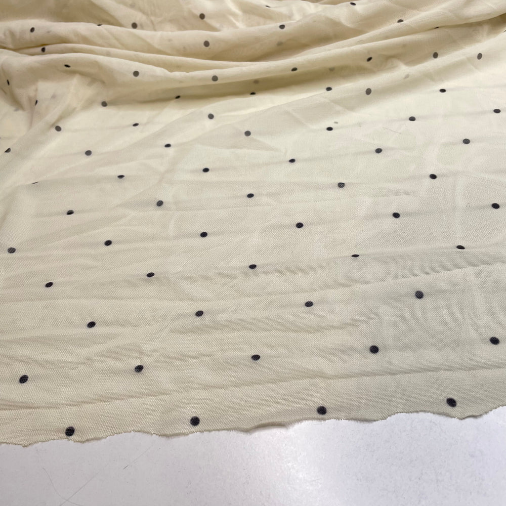 Particulate Matter - Mesh Poly/Nylon Knit - Cream/Black Polka Dots - 2.5M Bundle