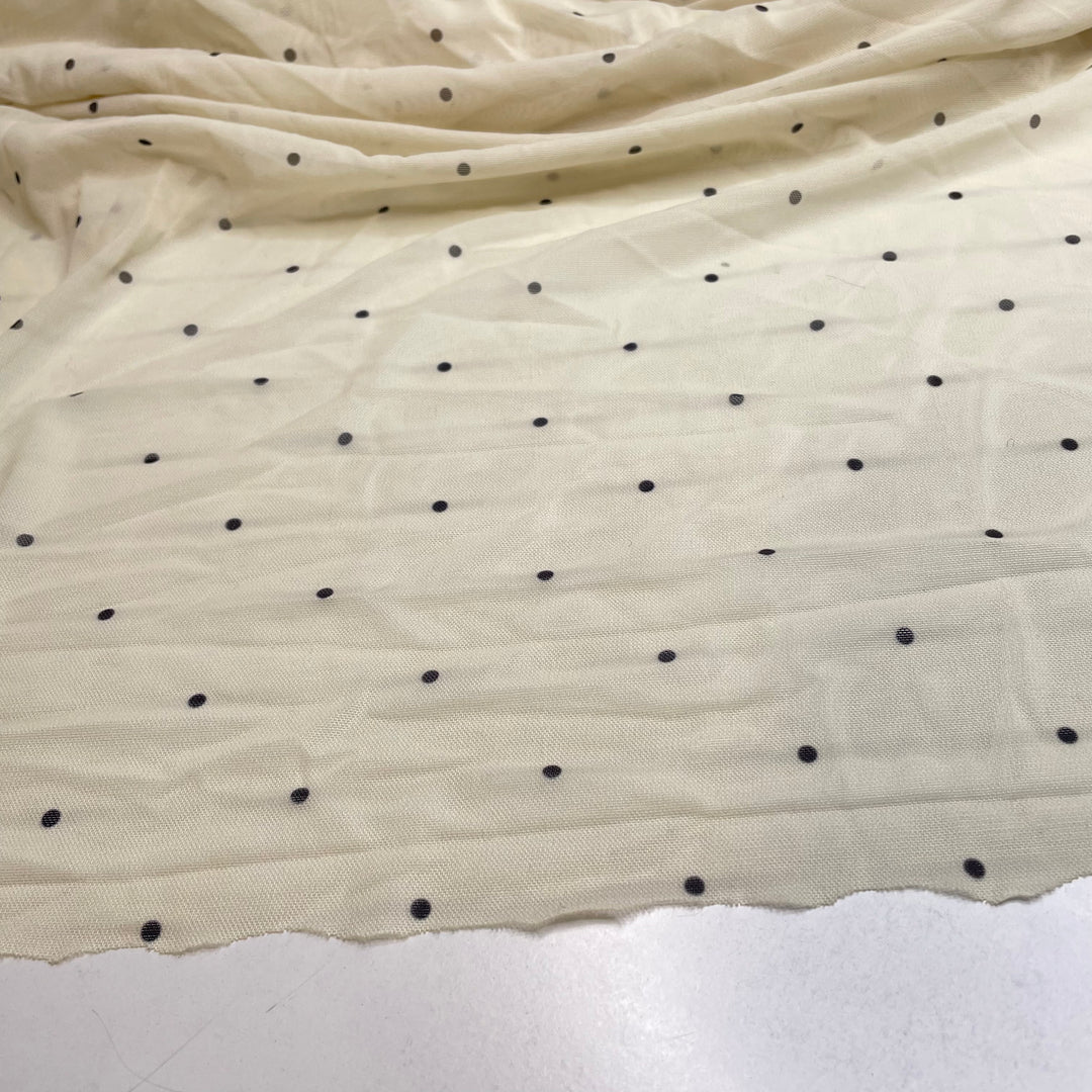 Particulate Matter - Mesh Poly/Nylon Knit - Cream/Black Polka Dots - 2.5M Bundle