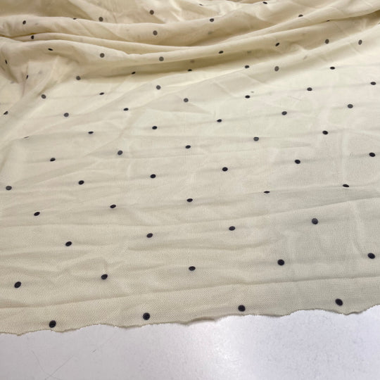 Particulate Matter - Mesh Poly/Nylon Knit - Cream/Black Polka Dots - 2.5M Bundle