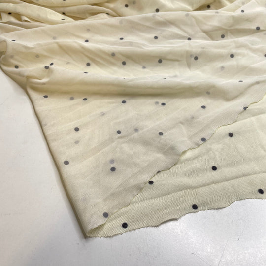 Particulate Matter - Mesh Poly/Nylon Knit - Cream/Black Polka Dots - 2.5M Bundle