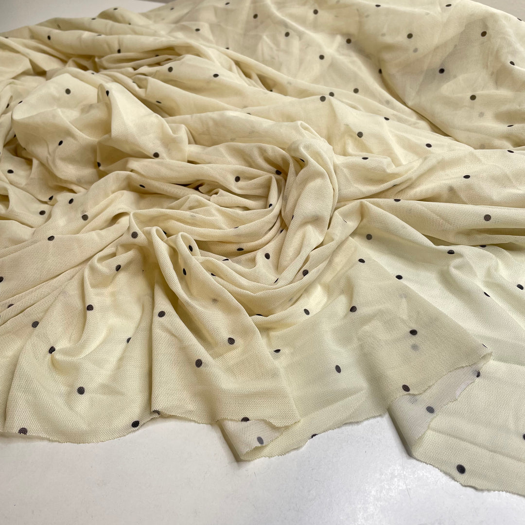 Particulate Matter - Mesh Poly/Nylon Knit - Cream/Black Polka Dots - 2.5M Bundle