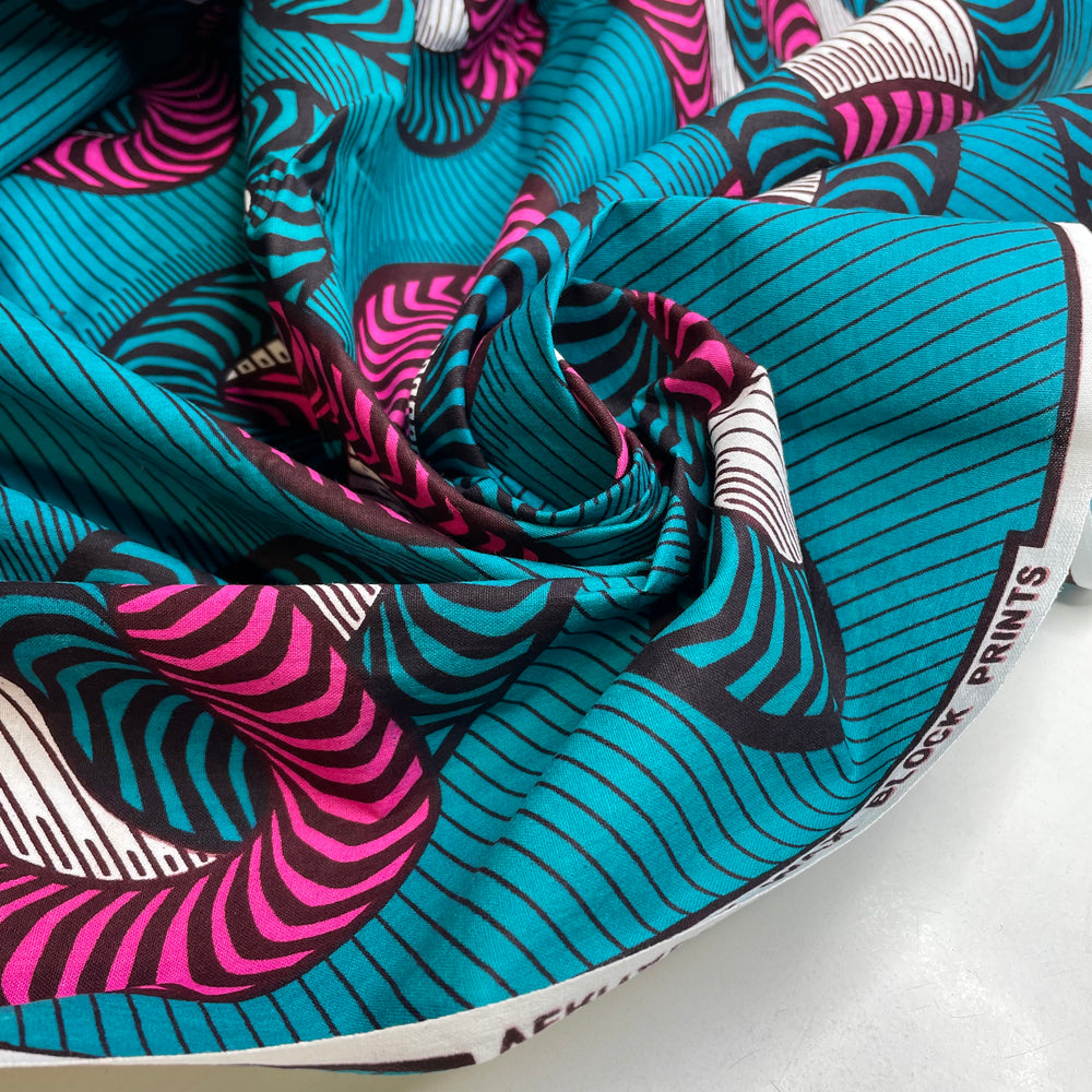 Interconnected - Cotton Woven - Pink/Teal Blue Abstract - 5M Bundle