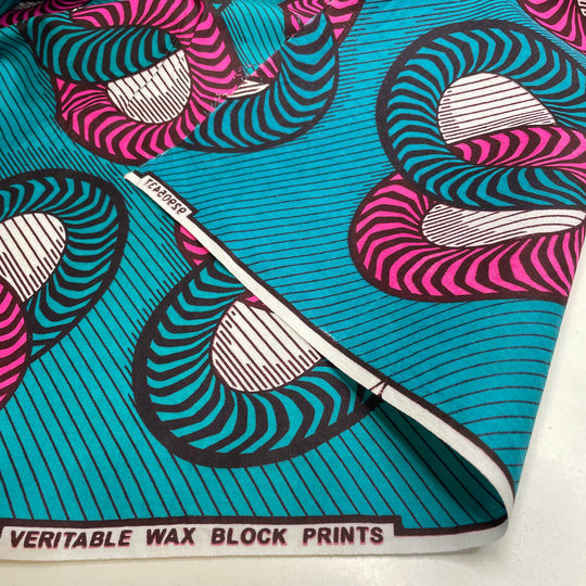 Interconnected - Cotton Woven - Pink/Teal Blue Abstract - 5M Bundle