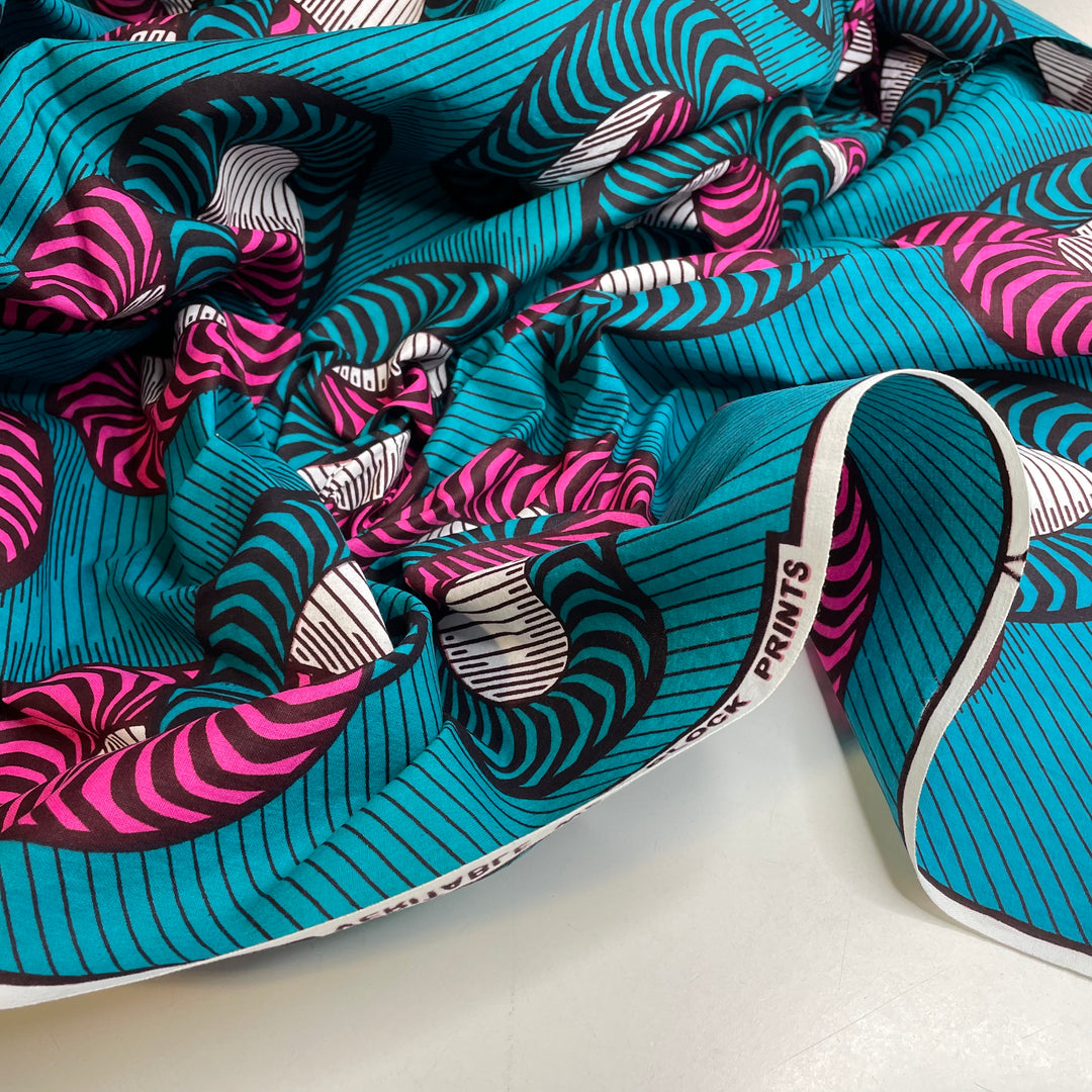 Interconnected - Cotton Woven - Pink/Teal Blue Abstract - 5M Bundle