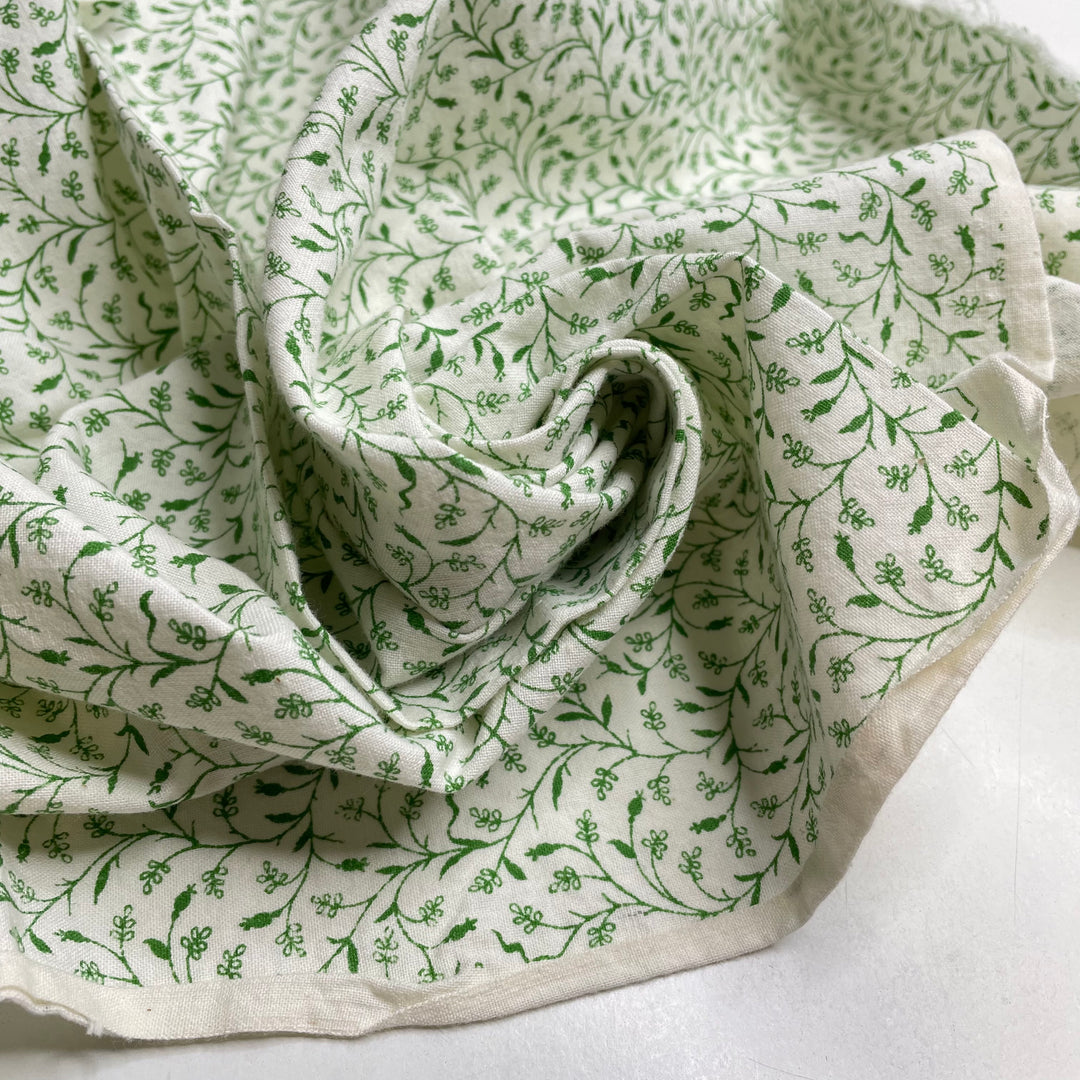 Vertical Forests - Cotton Woven - White/Green Floral - 0.8M Bundle