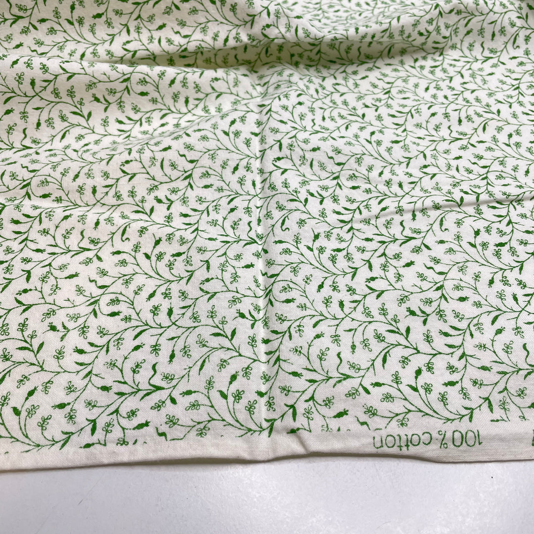 Vertical Forests - Cotton Woven - White/Green Floral - 0.8M Bundle