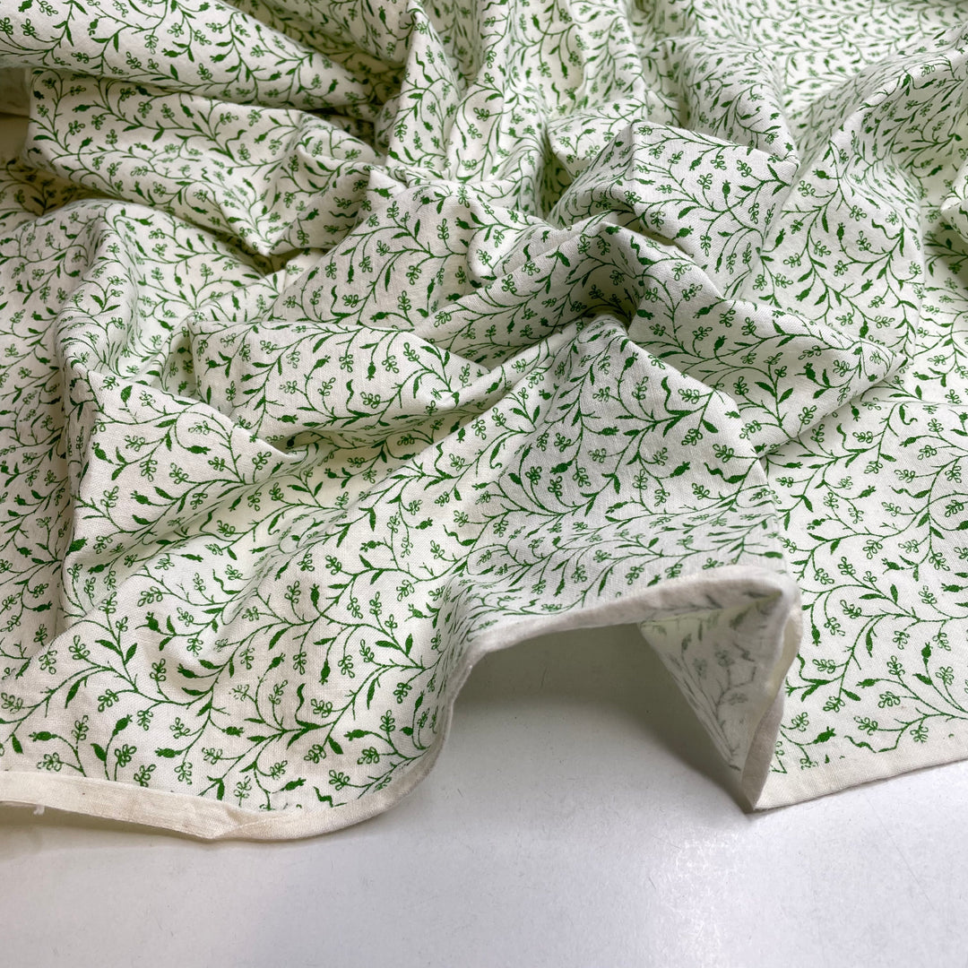 Vertical Forests - Cotton Woven - White/Green Floral - 0.8M Bundle