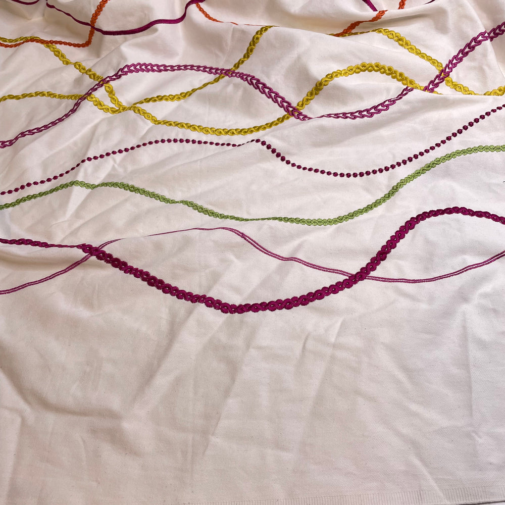 Koyaanisqatsi - Embroidered Twill Weave Cotton Woven - White Multi Abstract - 2.2M Bundle