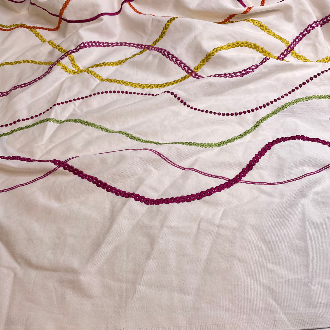 Koyaanisqatsi - Embroidered Twill Weave Cotton Woven - White Multi Abstract - 2.2M Bundle
