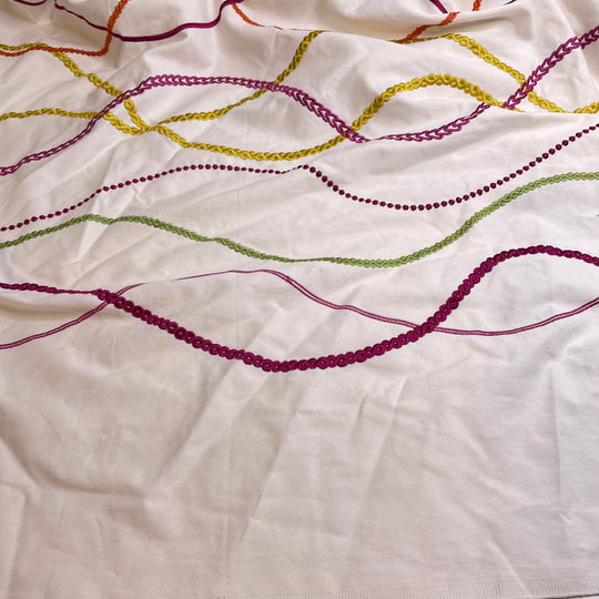 Koyaanisqatsi - Embroidered Twill Weave Cotton Woven - White Multi Abstract - 2.2M Bundle