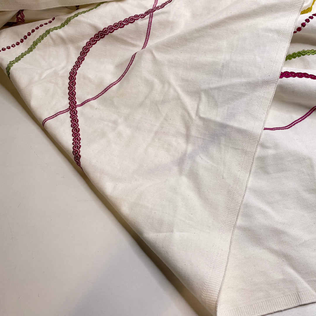 Koyaanisqatsi - Embroidered Twill Weave Cotton Woven - White Multi Abstract - 2.2M Bundle